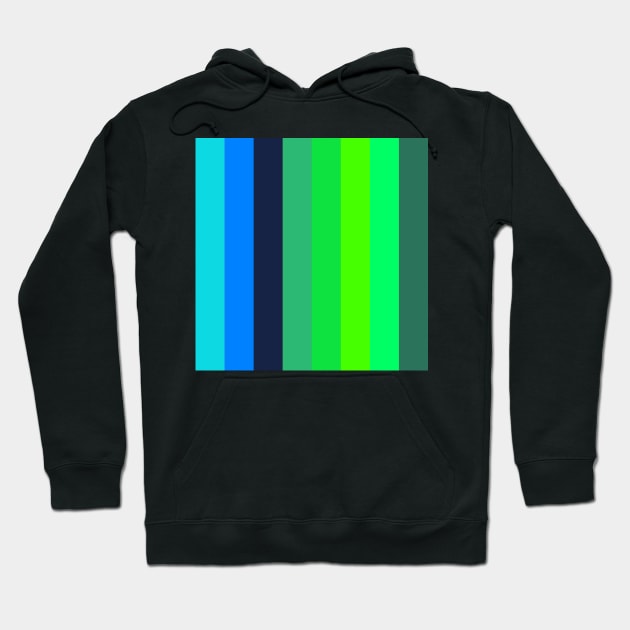 blue and green minimalist stripe pattern Hoodie by pauloneill-art